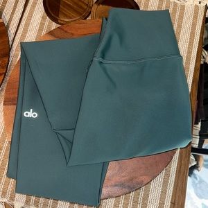 Alo yoga dark green blue teal full length airlift legging large